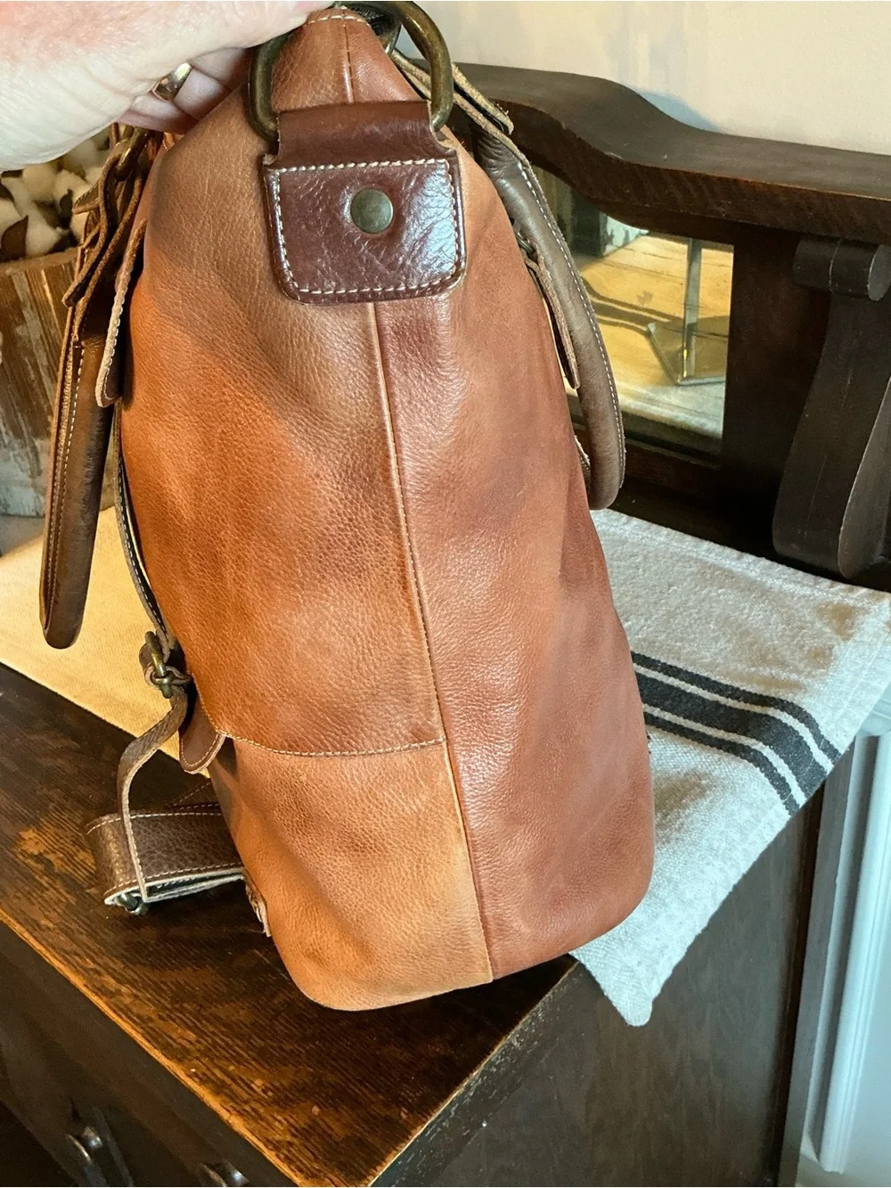 Bed Stu Two-Tone Brown Leather Tote